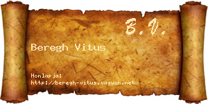 Beregh Vitus névjegykártya